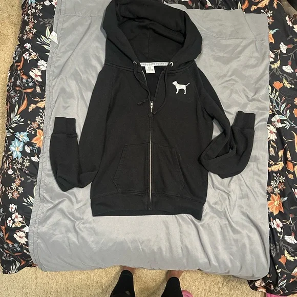 PINK Victoria's Secret Black Hoodie with Pink and Silver sequins, Chicago - Picture 3 of 5